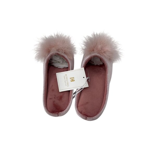 BCTEX COLL Luxury Pink Vegan Fur Pom Pom Slippers US Size 5/6 - Picture 10 of 11